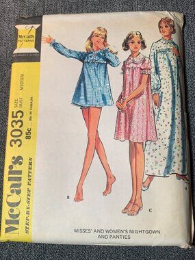 McCall's Misses Sleepwear Sewing Pattern Size 12-14 3035 Uncut